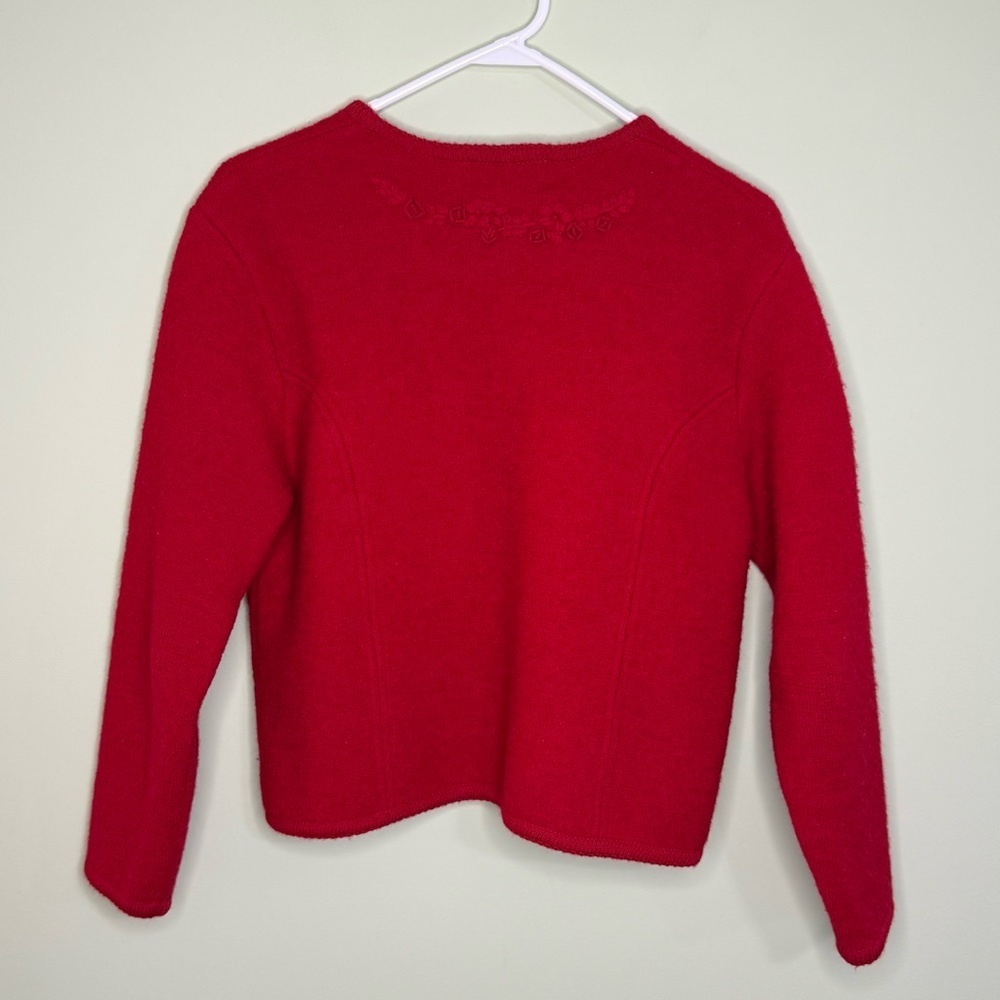 Vintage Pendleton red wool cardigan sweater jacket woman M petite embroidery - Picture 4 of 12